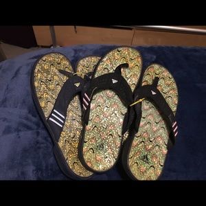 2 pair Adidas Flip Flops Size 7 GUC.